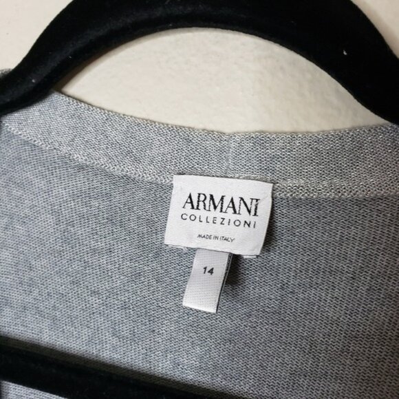 ARMANI COLLEZIONI Grey Blue Stripe Tie waist knit belted cardigan size 14 - Picture 12 of 12
